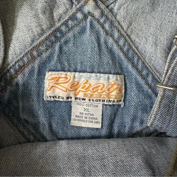 Vintage 80s 90s Repair Jeans Girl’s Embroidered Bear Jean Overalls